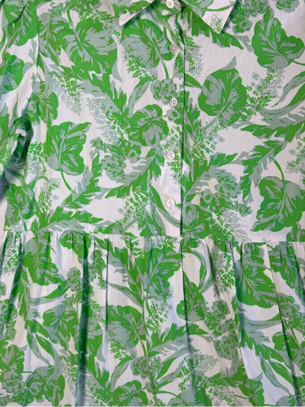 Olivaceous Womens Green Leaf Cotton Tiered Mini Dress Medium - Picture 7 of 14